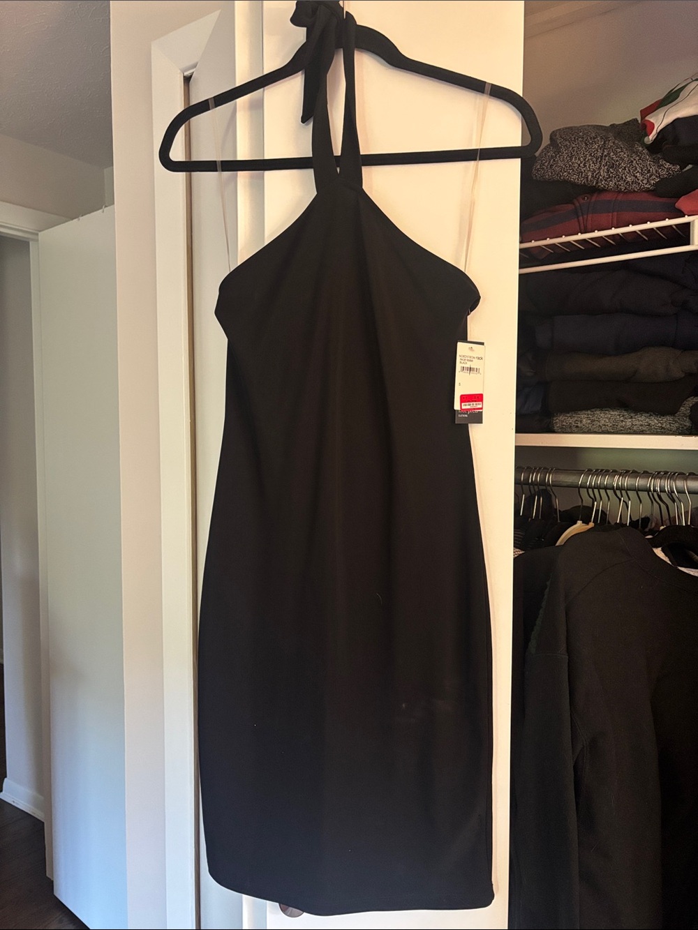 Free Press Classic Black Halter Sheath Dress